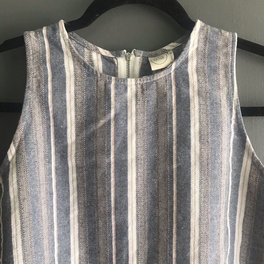 Paper Crane Anthro Chambray Stripe Linen Top S